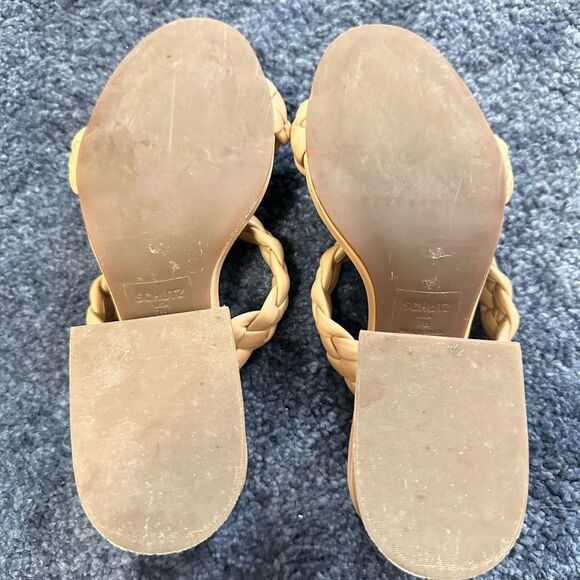 SCHUTZ 6,5 US/37 EU Elida leather block heel sandal in honey beige. - Picture 5 of 7